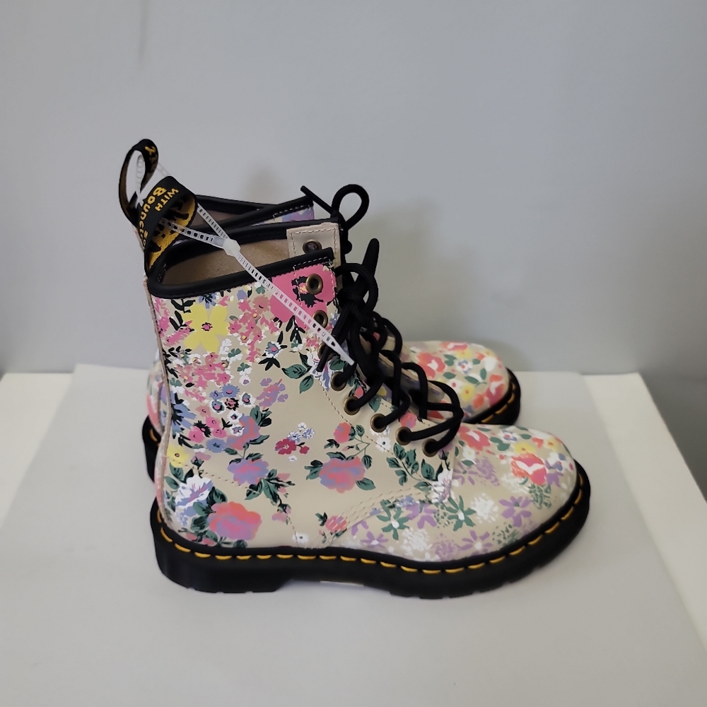 DR. MARTENS  SINCLAIR FLORAL MASH UP PLATFORM ANKLE BOOTS - Picture 11 of 15